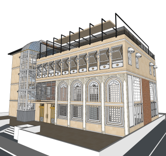 现代售楼中心草图大师模型，售楼处su模型下载