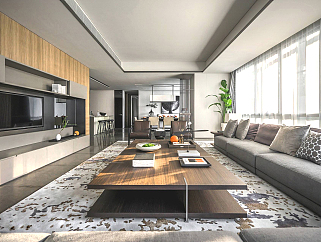 深圳華潤公寓戶型現代簡約樣板間施工圖，樣板間CAD設計圖紙下載
