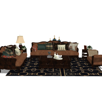 欧式沙发组合草图大师模型，欧式沙发组合sketchup模型下载