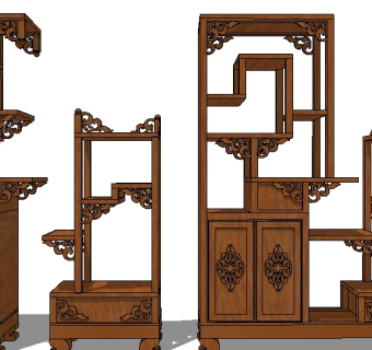 精品新中式红木家具草图大师模型库下载