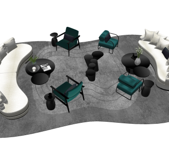 现代轻奢多人沙发草图大师模型，沙发skp模型下载