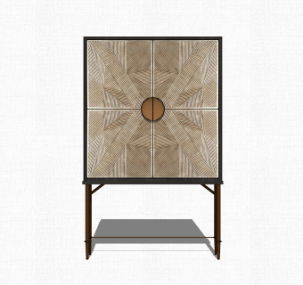 现代轻奢装饰柜单柜草图大师模型，玄关柜sketchup模型免费下载