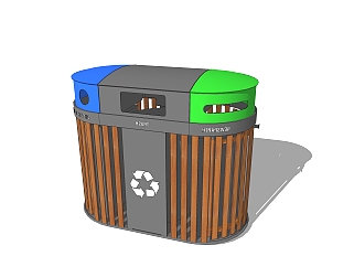 现代环卫垃圾桶su模型，垃圾桶草图大师模型下载