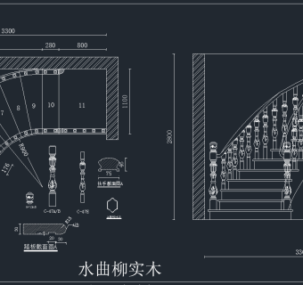 原创实木楼梯设计CAD素材，楼梯CAD建筑图纸下载