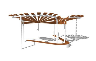 现代造型廊架草图大师模型，造型廊架sketchup模型下载