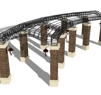 欧式铁艺廊架草图大师模型，铁艺廊架sketchup模型下载