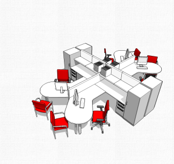 办工桌草图大师模型，办工桌sketchup模型，办工桌su素材下载