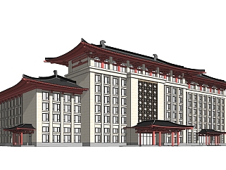 新中式酒店草图大师模型，酒店sketchup模型免费下载