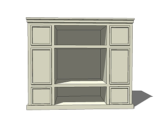 简欧实木储物柜sketchup模型，柜子草图大师模型下载