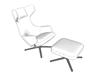 现代<em>白色简约</em>躺椅su模型，椅子草图大师模型下载