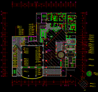 二层亚洲熟食餐厅CAD施工图，餐厅CAD图纸下载