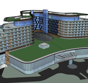 现代酒店草图大师模型下载、现代酒店su模型下载
