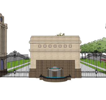 欧式大门su模型下载，sketchup大门skp模型