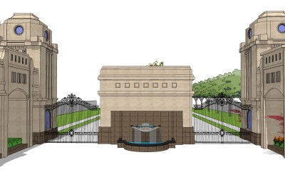 欧式大门su模型下载，sketchup大门skp模型