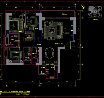 户型样板房CAD施工图，CAD建筑图纸免费下载