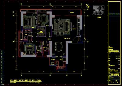 户型样板房CAD施工图，CAD建筑图纸免费下载