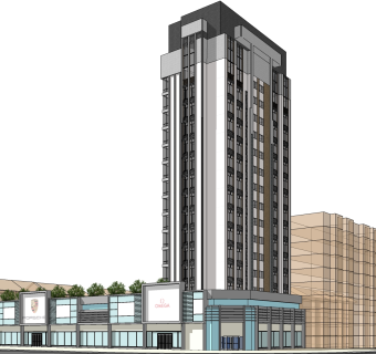 现代高层办公楼草图大师模型，高层办公楼sketchup模型免费下载