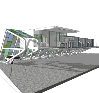 工业风集装箱住宅su模型下载，住宅外观草图大师模型分享