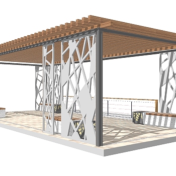 精品景观廊架sketchup模型集下载
