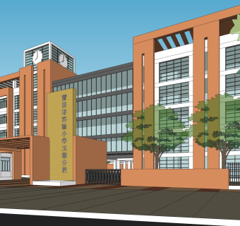 现代学校规划免费su模型，学校草图大师模型下载