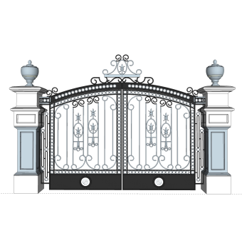 欧式铁艺大门草图大师模型，铁艺大门SKB文件下载