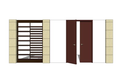 欧式院门院墙草图大师模型，院门院墙sketchup模型免费下载