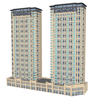 欧式高层公寓楼草图大师模型，公寓楼su模型下载