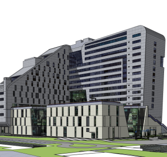 现代办公楼草图大师模型，办公楼sketchup模型免费下载