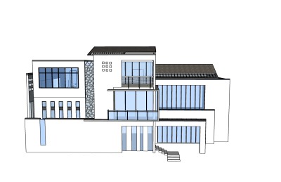 现代独栋别墅草图大师模型下载，独栋别墅sketchup模型