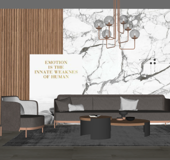 现代轻奢沙发组合su模型，沙发茶几组合skp模型下载