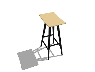简单休闲吧<em>椅</em>草图大师模型，现代木质吧椅 SU模型下载