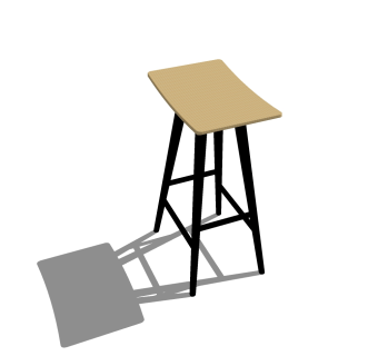 简单休闲吧椅草图大师模型，现代木质吧椅 SU模型下载