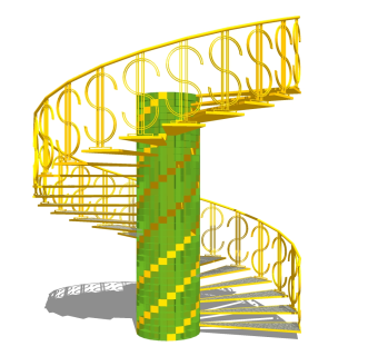 欧式铁艺螺旋楼梯草图大师模型，铁艺螺旋楼梯sketchup模型免费下载