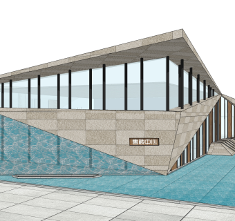 现代售楼处建筑方案草图大师模型，售楼部建筑sketchup模型免费下载