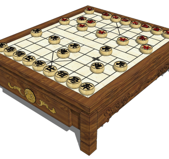  现代中式象棋草图大师模型，象棋sketchup模型下载