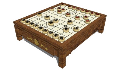  现代中式象棋草图大师模型，象棋sketchup模型下载