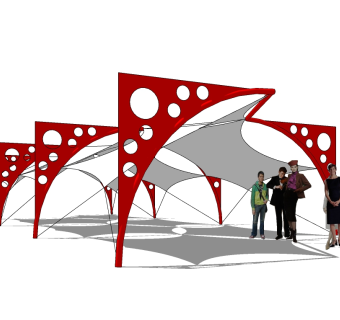 现代张拉膜廊道草图大师模型，张拉膜廊道sketchup模型免费下载