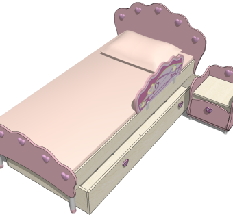 现代简约婴儿床草图大师模型，婴儿床skb文件下载