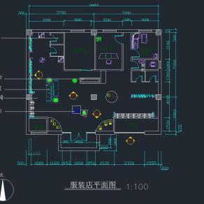 现代服装店设计施工图，服装店CAD施工图纸下载