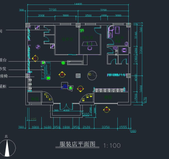 现代服装店设计施工图，服装店CAD施工图纸下载