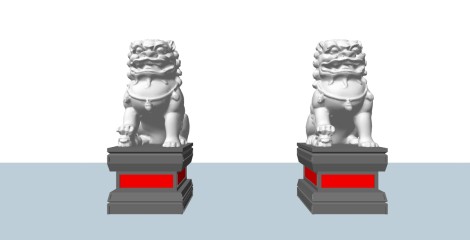 中式石狮子雕塑su模型下载、石狮子雕塑草图大师模型下载