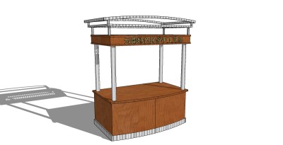 中式售卖亭草图大师模型免费下载，售卖亭skb模型分享