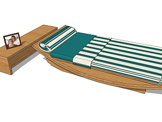 日式床SU模型下载，单人床草图大师模型