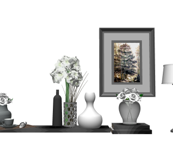 现代桌面摆件草图大师模型，桌面摆件sketchup模型下载