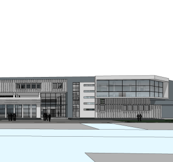 现代办公楼规划草图大师模型，办公楼规划sketchup模型免费下载
