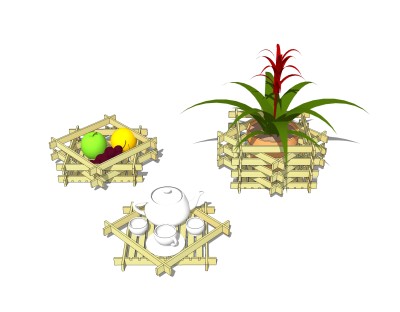 现代竹制品草图大师模型，竹制品sketchup模型下载