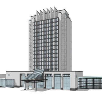 现代办公楼草图大师模型，办公楼sketchup模型免费下载