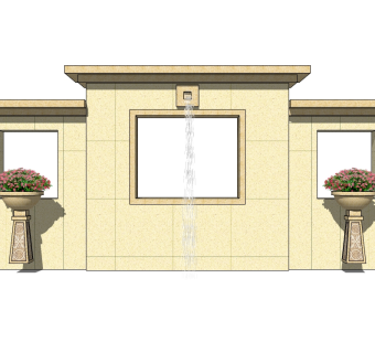 欧式景观墙SU模型下载，景观墙skb模型分享