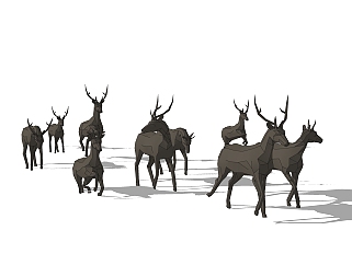 现代<em>动物</em>鹿雕塑su模型,<em>摆件</em>草图大师模型下载