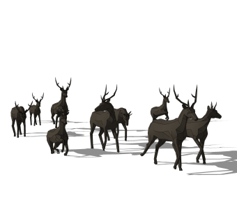 现代动物鹿雕塑su模型,摆件草图大师模型下载